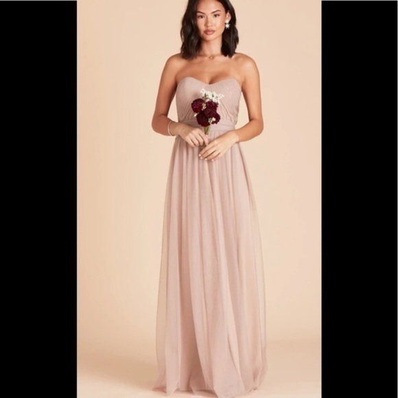 Lela Rose Maxi Dress Strapless Chiffon Champagne Woman’s Size 8